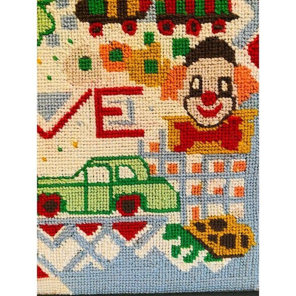 Vintage Needlepoint Embroidery Wall Hanging, Love Needlepoint Picture, Completed - Picture 7 of 10